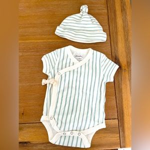 Pehr Organic Cotton Stripes Away Onesie and Hat Set